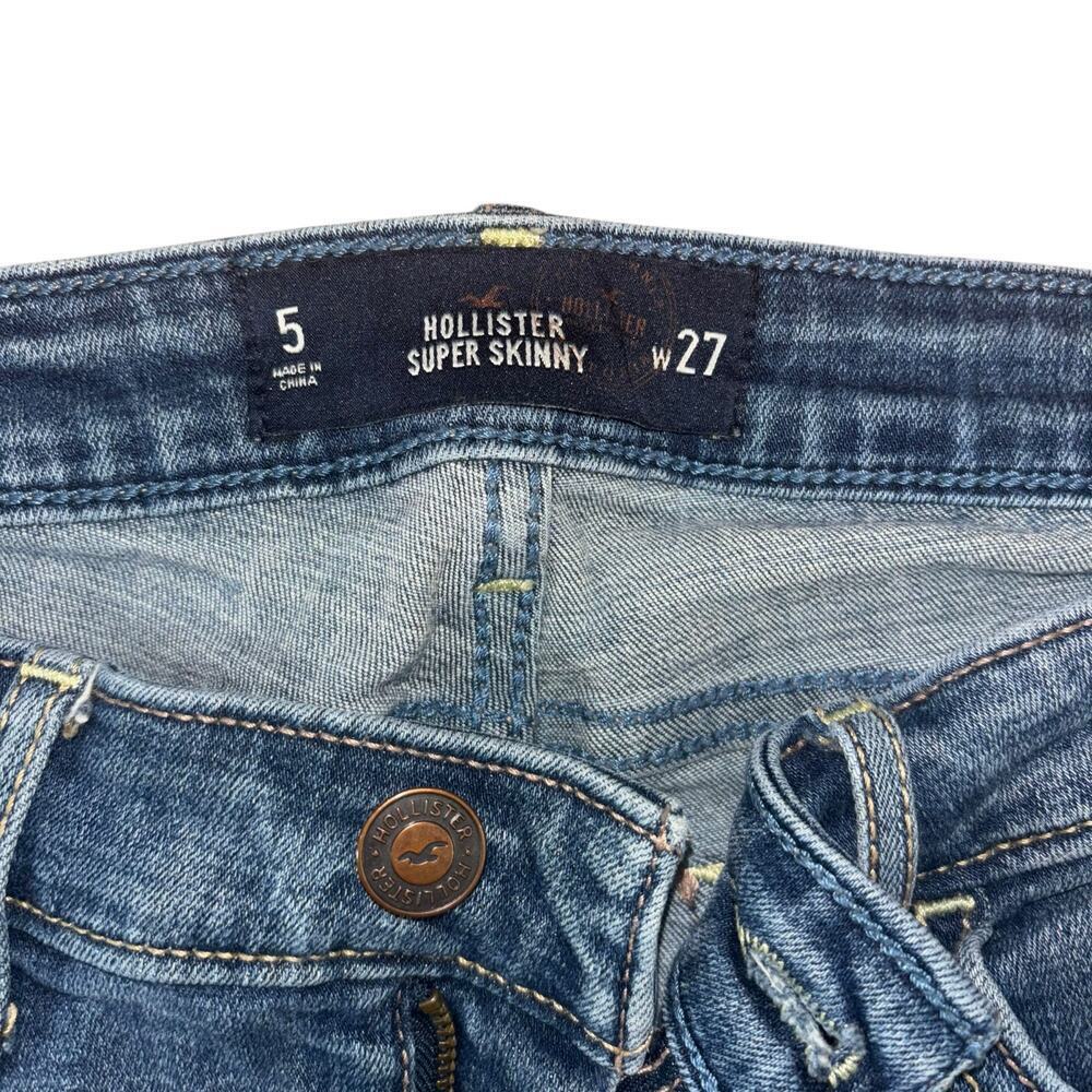 Hollister Super Skinny Distressed Jeans Women’s 27 Casual Thrashed Low Rise - Picture 5 of 9